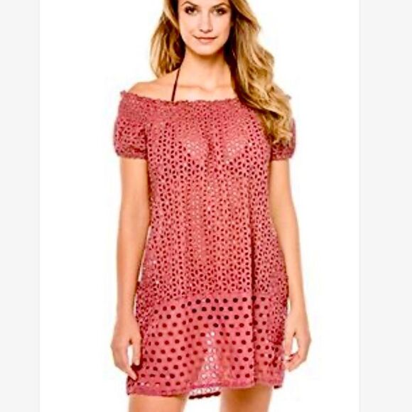 Muche Et Muchette Juan Off The Shoulder Embroidered Eyelet Dress Swim Cover Up - Picture 4 of 9